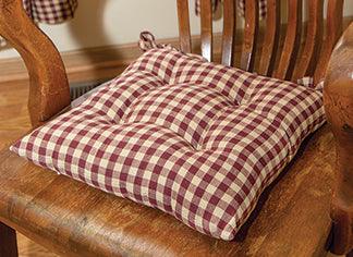 Burgundy Check Chair Pad Set of 4 - The Fox Decor